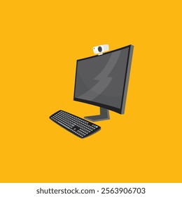 Gaming monitor icon flat vector design