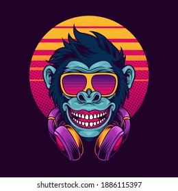 Gaming monkey head vector illustration