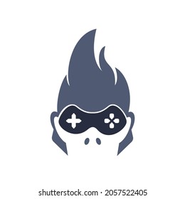 Gaming Monkey Logo, Vektordesign.  Maskottdesign von Affen für Spielekanal.