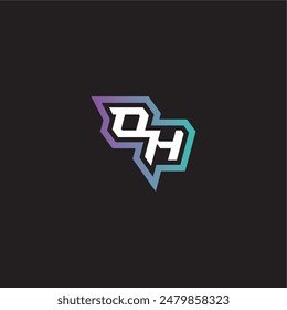 gaming monogram logo dynamic and bold concept OH modern esport letter