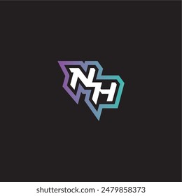 gaming monogram logo dynamic and bold concept NH modern esport letter