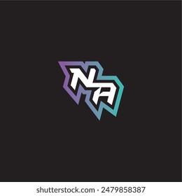 gaming monogram logo dynamic and bold concept NA modern esport letter