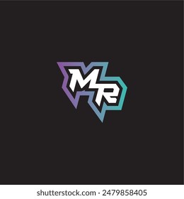 gaming monogram logo dynamic and bold concept MR modern esport letter
