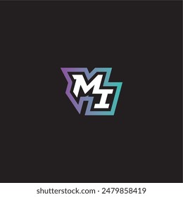 gaming monogram logo dynamic and bold concept MI modern esport letter