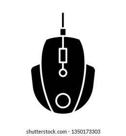 Gaming mouse glyph icon. Esports equipment. Player digital device. High-speed computer manipulator. Silhouette symbol. Negative space. Vector isolated illustration