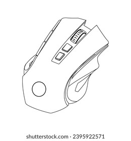   Gaming mouse icon in flat circle isolated on white background. Black computer mouse wireless with backlight vector illustration.