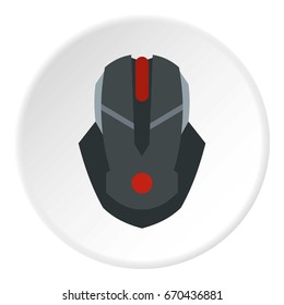 Gaming mouse icon in flat circle isolated vector illustration for web