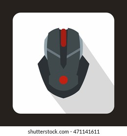 Gaming mouse icon in flat style with long shadow. Play symbol