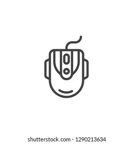Gaming mouse line icon. linear style sign for mobile concept and web design. Computer mouse outline vector icon. Symbol, logo illustration. Pixel perfect vector graphics