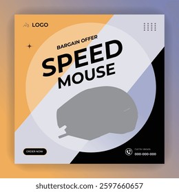Gaming mouse promotion social media post design banner template