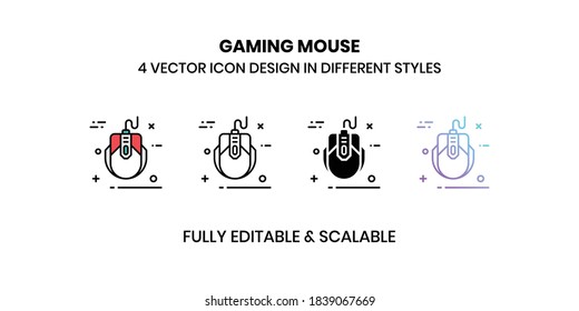 Gaming Mouse Vector illustration icons in different style