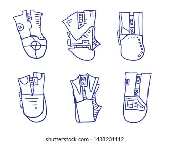 Gaming mouses. Vector Set Sketch