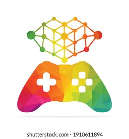 Gaming Network logo concept design template. Joystick with Communication  icon vector design.