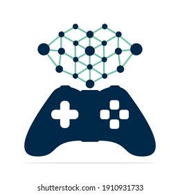 Gaming Network logo concept design template. Joystick with Communication  icon vector design.