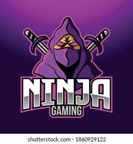 Gaming ninja warrior assassin logo mascot icon vector design for sports and e sports team illustration