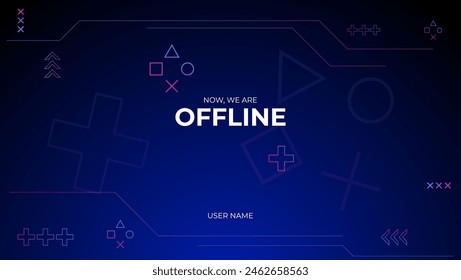 gaming offline streaming banner design with blue and pink gradient geometric composition