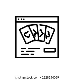 Gaming online cards black line icon. Casino game.