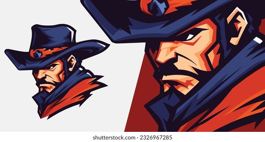 Gaming Outlaws: Cowboy Bandits Logo Mascot for E-Sport Teams