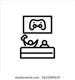 gaming outline icon. figure playing game line art illustration.