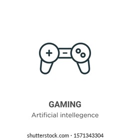 Gaming outline vector icon. Thin line black gaming icon, flat vector simple element illustration from editable artificial intelligence concept isolated on white background