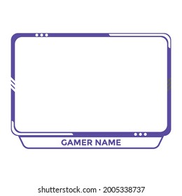 Gaming-Overlay für Live-Streamer, Vektordesign. Gaming-Rahmen-Overlay-Design mit dunkelblauen und weißen Farbtönen. Stilvolles Overlay für Streamer, Vektorgrafik.