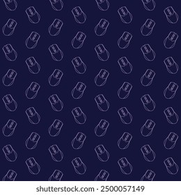 Gaming pattern mouse line art style with deep purple background