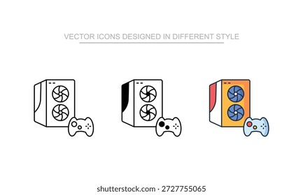 Iconos de la PC del juego fijados en diverso estilo con el fondo blanco