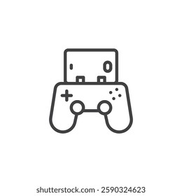 Gaming Phone Pad line icon. linear style sign for mobile concept and web design. A mobile with game controller buttons outline vector icon. Symbol, logo illustration. Vector graphics