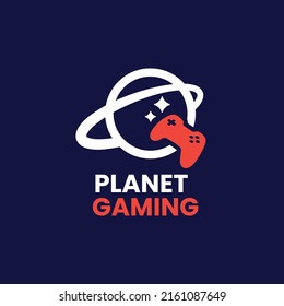 Gaming with planet logo design vector graphic symbol icon sign illustration creative idea