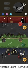 Gaming-Plattform setzt Black Ninja Kampf flache Illustration