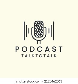 gaming podcast simple minimalist line art logo icon template illustration vector design