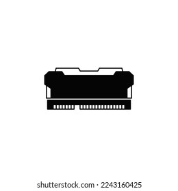 Gaming RAM icon in black flat glyph, filled style isolated on white background