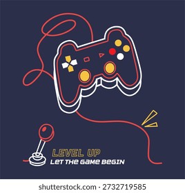 GAMING REMOTE DEJA QUE EL JUEGO SUBA DE NIVEL GAMING ILUSTRACIÓN DE ARTE VECTORIAL REMOTO 
