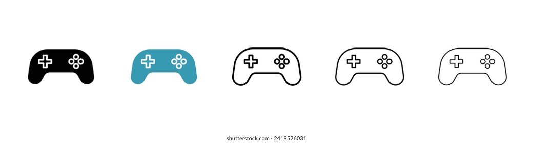 Gaming Remote Vector Icon Set. Entertainment Joystick Vector Symbol for UI design.