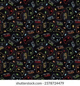 Gaming seamless pattern design. Retro Games Pattern. Awesome Gaming Controller Icon Illustration