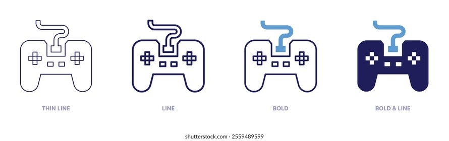 Gaming setup icon in 4 different styles. Thin Line, Line, Bold, and Bold Line. Duotone style. Editable stroke.