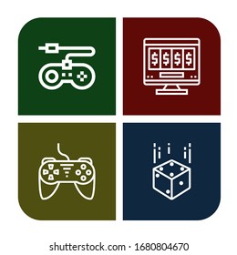 gaming simple icons set. Contains such icons as Game console, Online gambling, Controller, Dice, can be used for web, mobile and logo