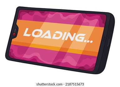 Gaming smartphone showing on the display a loading screen, ready to play videogames with it.