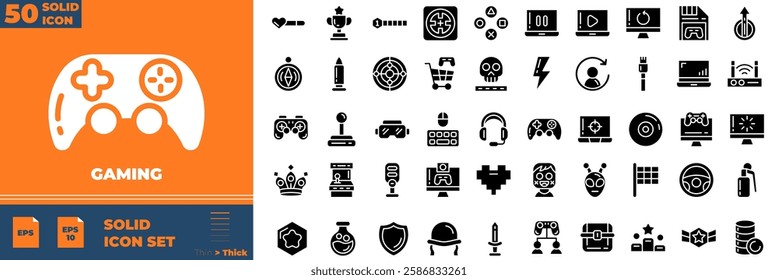 Gaming Solid Editable Icons set. Vector illustration in modern thin solid style of gaming icons: control, play, joystick, etc