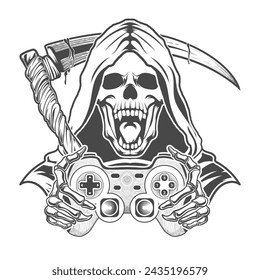 
Gaming spooky grim reaper skull vector design