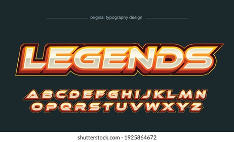 Gaming Sports Orange Chrome 3D Futuristic Artistic Font Typography