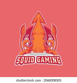 Gaming Squid Zeichen Vektorgrafik. Technik, Gamer, lustiges Design-Konzept.