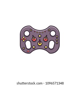 Gaming steering wheel flat color line icon on isolated background. Game controller for race applications - vector sign or symbol in thin linear design.