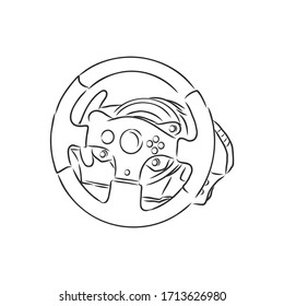 Gaming steering wheel hand drawn outline doodle icon. Gaming device, racing game accessory concept. steering wheel for computer vector sketch illustration