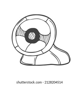 Gaming steering wheel hand drawn outline doodle icon. Gaming device, racing game accessory concept. Vector sketch illustration for print, web, mobile and infographics on white background.
