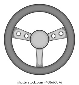 Gaming steering wheel icon in black monochrome style isolated on white background. Play symbol vector illustration