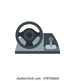 Gaming steering wheel icon in flat style isolated on white background. Play symbol vector illustration