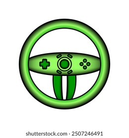 Gaming steering wheel icon on white background. Vector illustration.
