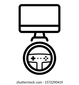 Gaming Steering Wheel Vector, Race Game Gadget Icon design