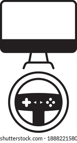 Gaming Steering Wheel Vector, Race Game Gadget Glyph Icon design, 